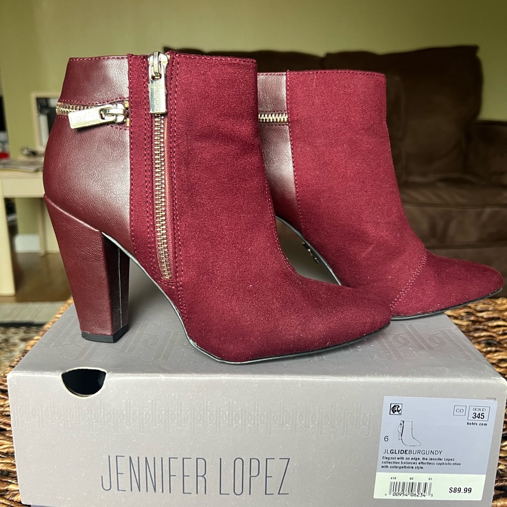 Jennifer Lopez JL Glide Burgandy Booties